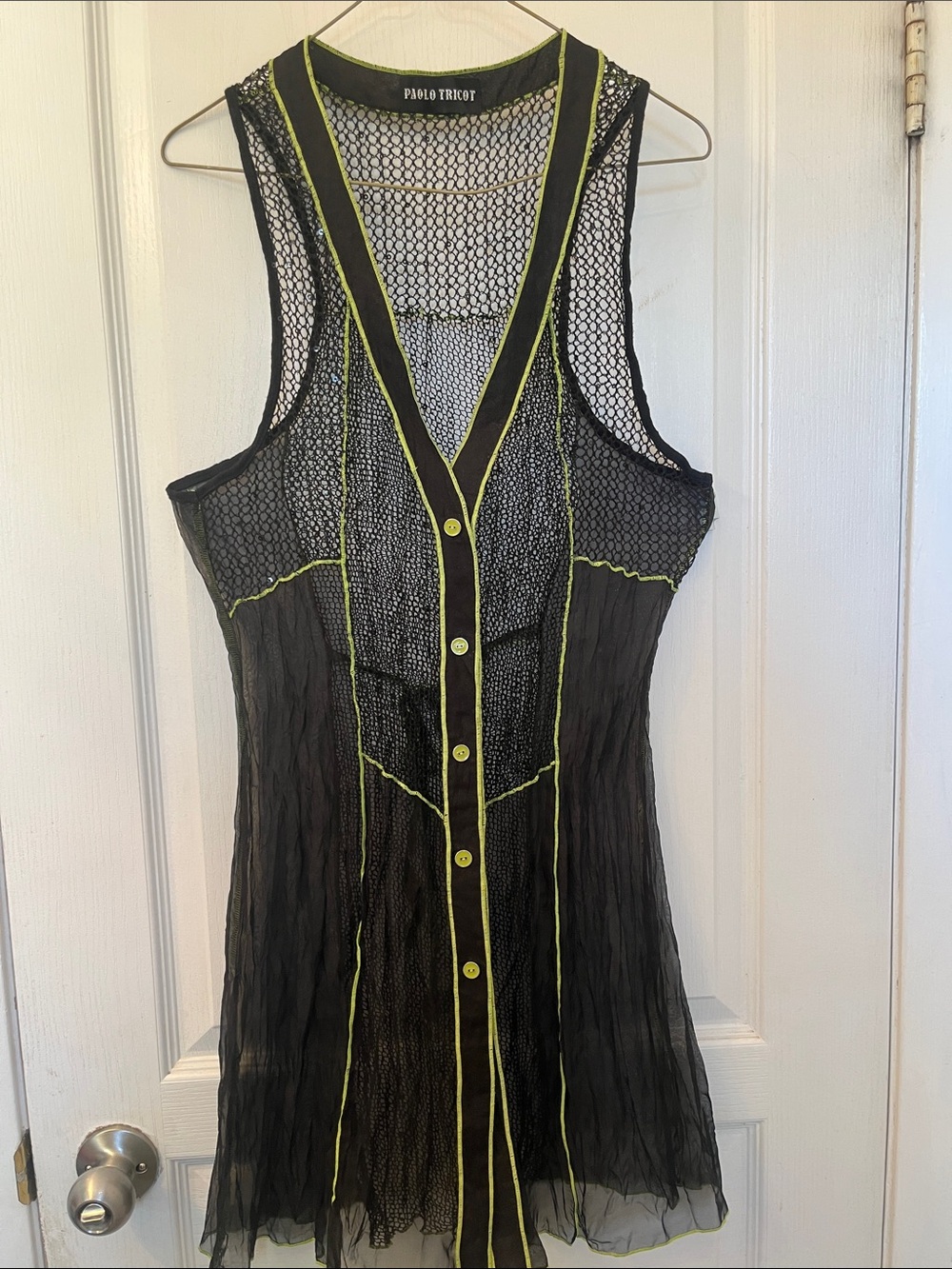 Black Mesh Swim Coverup with Lime Trim